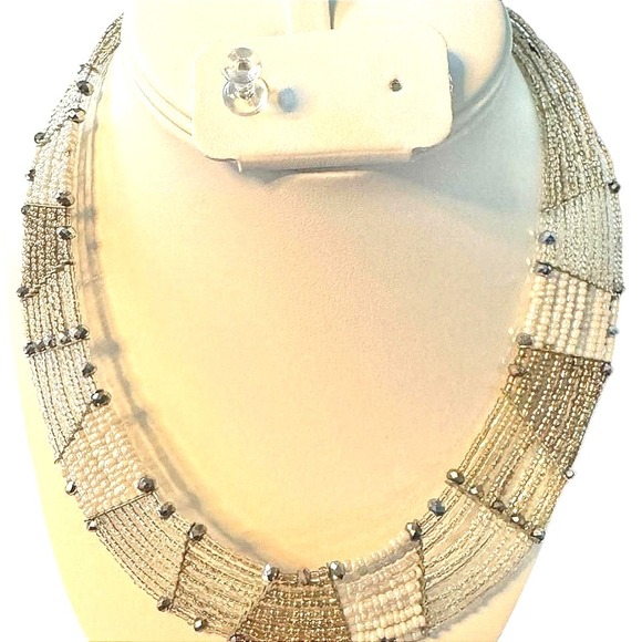 Beaded Necklace Multi Strand Statement Costume Choker 8" Jewelry - Picture 2 of 6